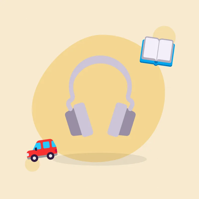 Family audiobook from the library (illustration)