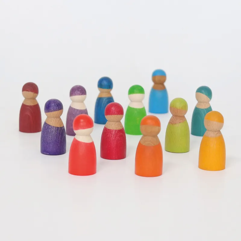 Grimm's 12 Rainbow Wooden Peg Dolls by Grimm's (via Bella Luna Toys)