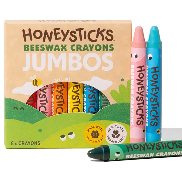Honeysticks Beeswax Crayons, Jumbos 8-pack by Honeysticks