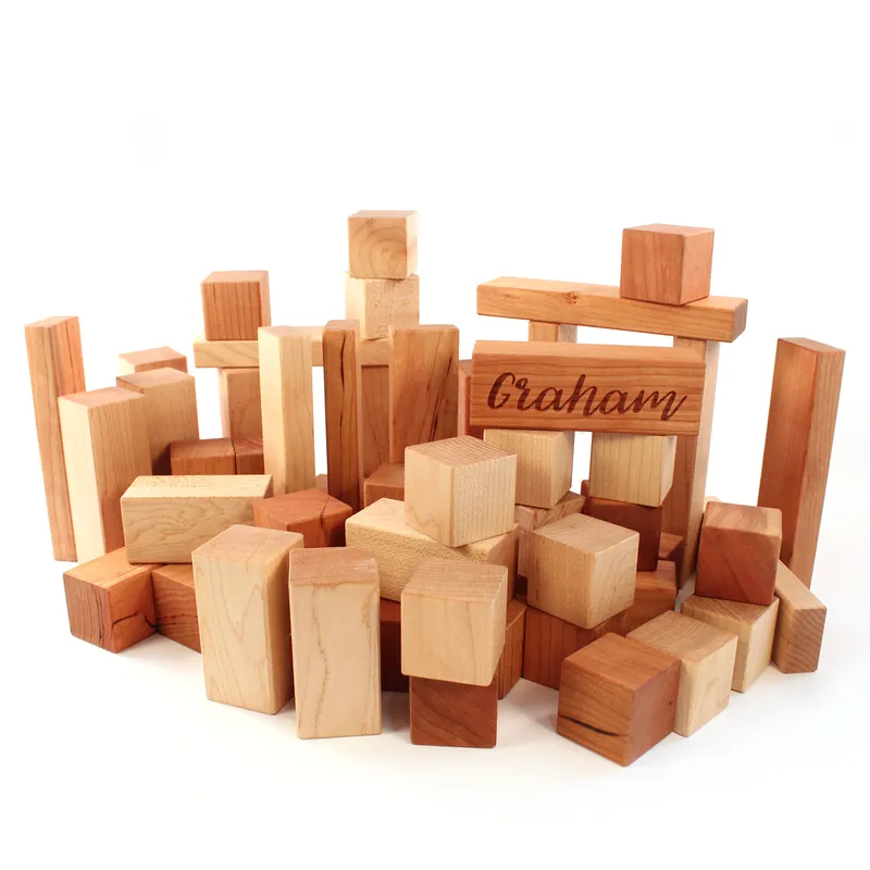 Smiling Tree Toys Wooden Building Blocks (50 pc.) by Smiling Tree Toys
